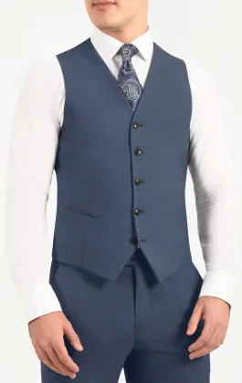 Dobell Mississippi Blue Slim Fit Vest | Dobell