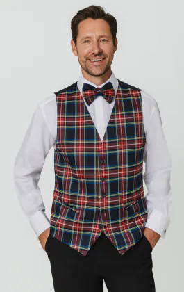 Navy Blue Tartan Vest