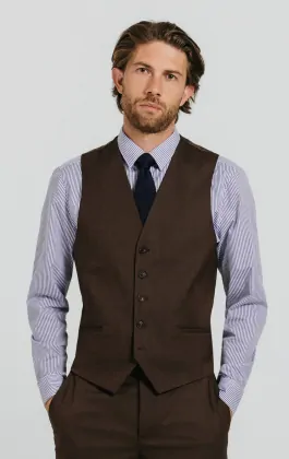 Brown Twill Vest | Dobell