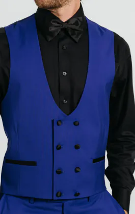 Bright Blue Double Breasted Tuxedo Vest