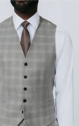 Taupe Check Vest