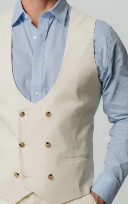 Ivory Linen slim Fit Vest
