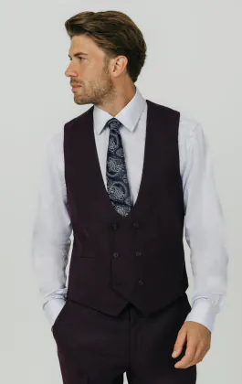 Blackberry Twill Double Breasted Vest