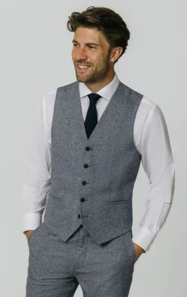 Blue Donegal Tweed Vest