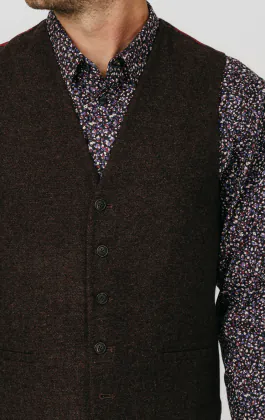 Burgundy Donegal Tweed Vest