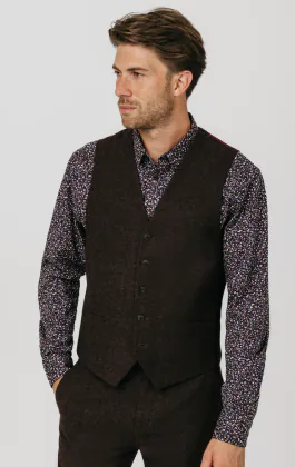Burgundy Donegal Tweed Vest
