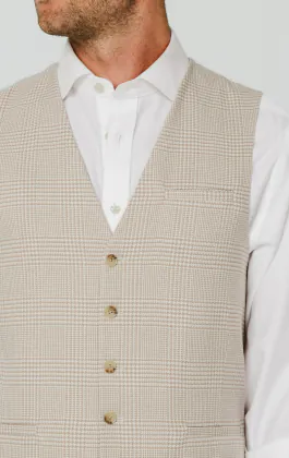 Beige Prince of Wales Check Vest
