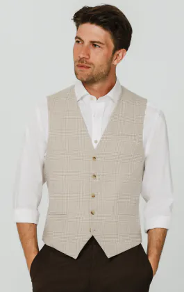 Beige Prince of Wales Check Vest