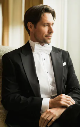 2 Piece White Tie, Tuxedo Shirt, Vest & Bow Tie