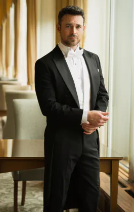 2 Piece Wool White Tie, Tuxedo Shirt, Vest & Bow Tie